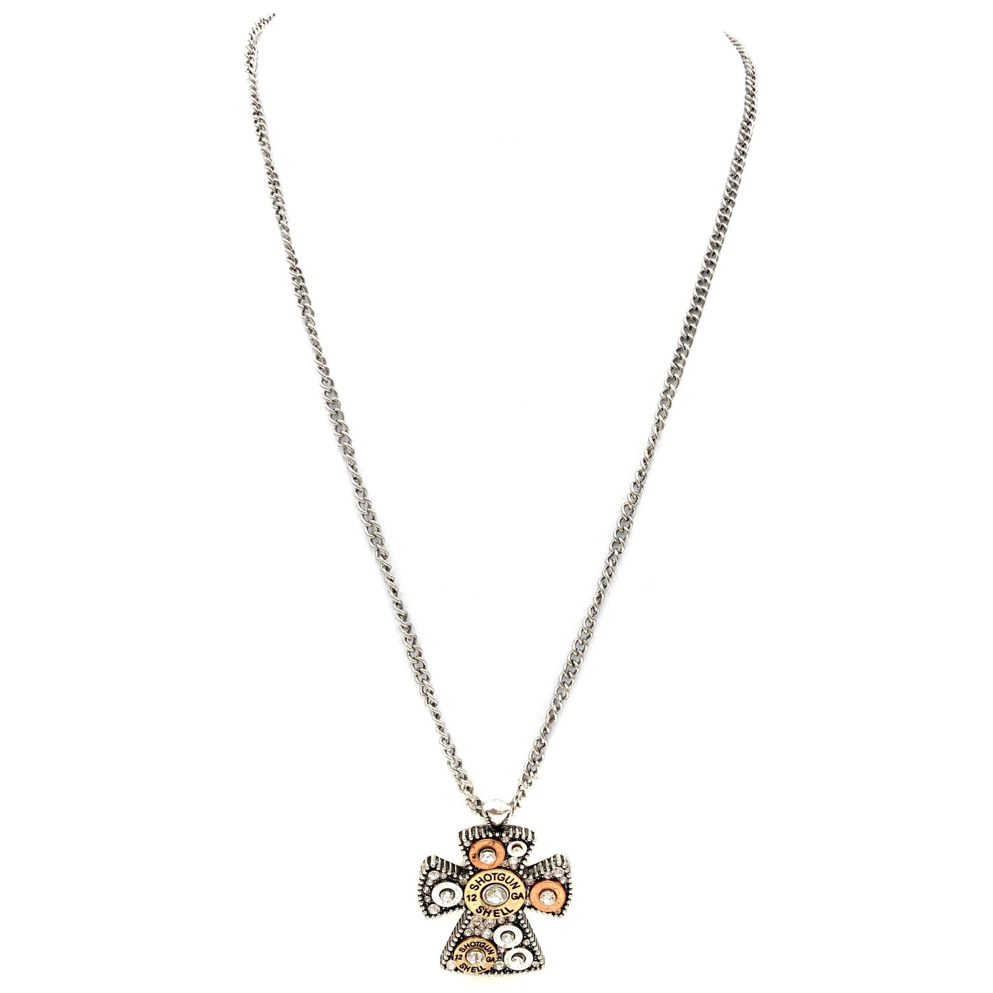 Cross Pendant Bullet Western Style Necklace and Earrings