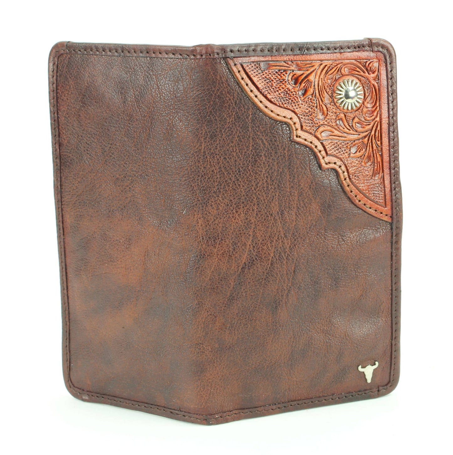 Large leather bi fold with tooled leather detail #AB W 12 To