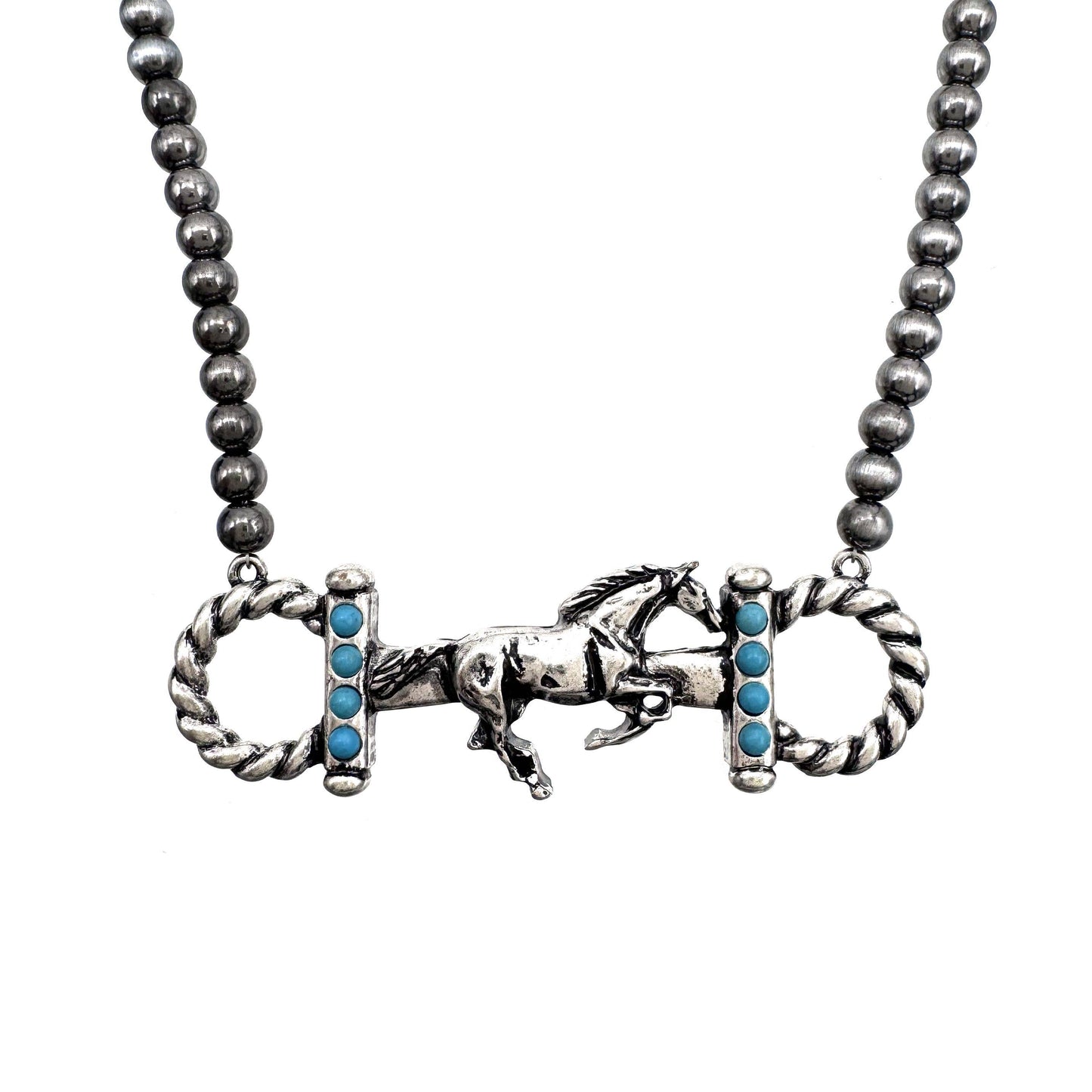 Horsebit Horse Western Necklace Earrings Set