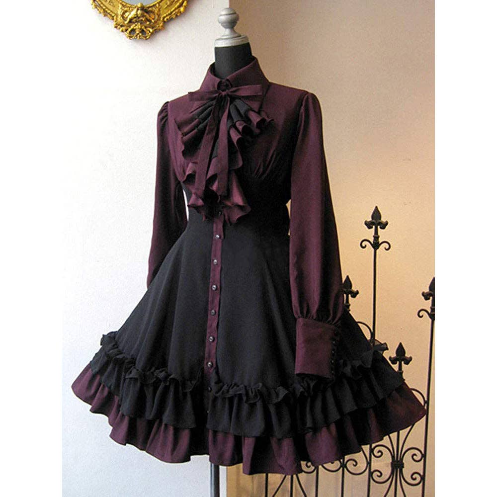 Ladies Dress, Gothic Bow Dress Renaissance Steam Punk