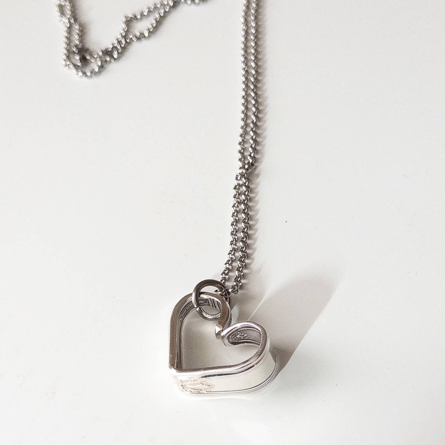 Bent Heart Silverware Necklace
