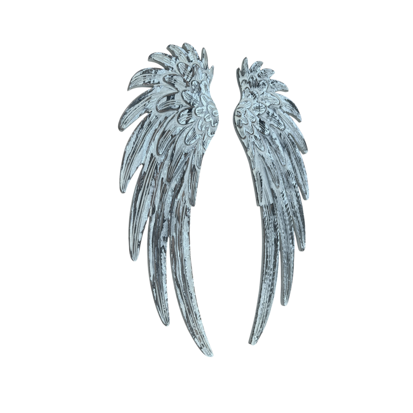 Raphael Angel Wings-Distressed White Carved Wood Wall Decor