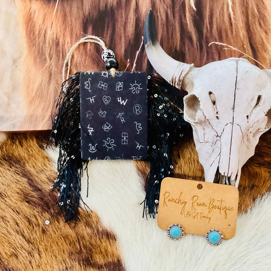 Western Cattle Brand Fringe Freshie | Black & White Air Freshener