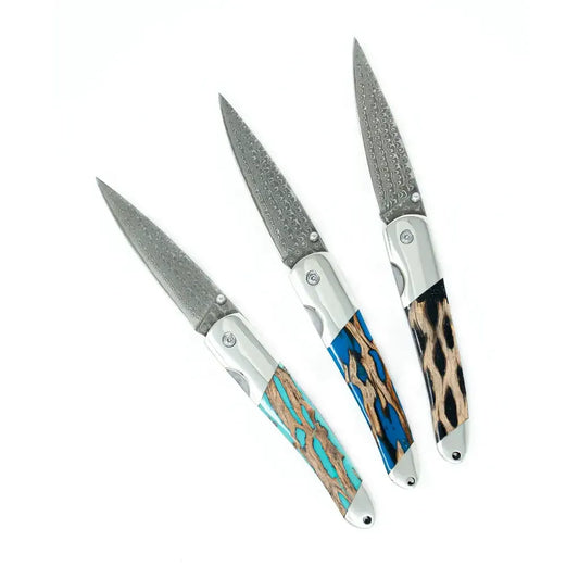 Cholla Cactus Damascus 4" linerlocks