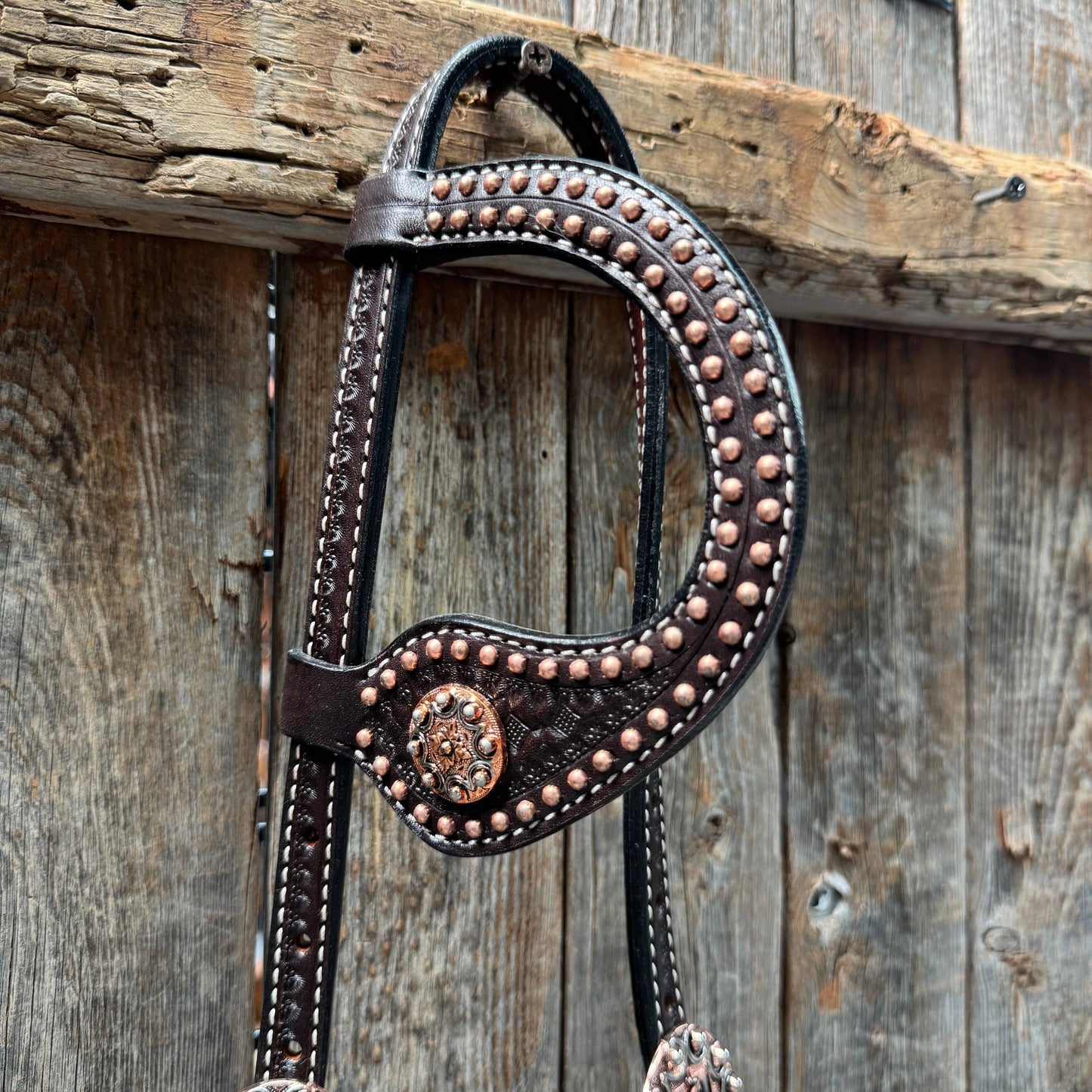 Rodeo Drive - Copper Dot Honeycomb Western Browband / One Ear Tack Set #BBBC418