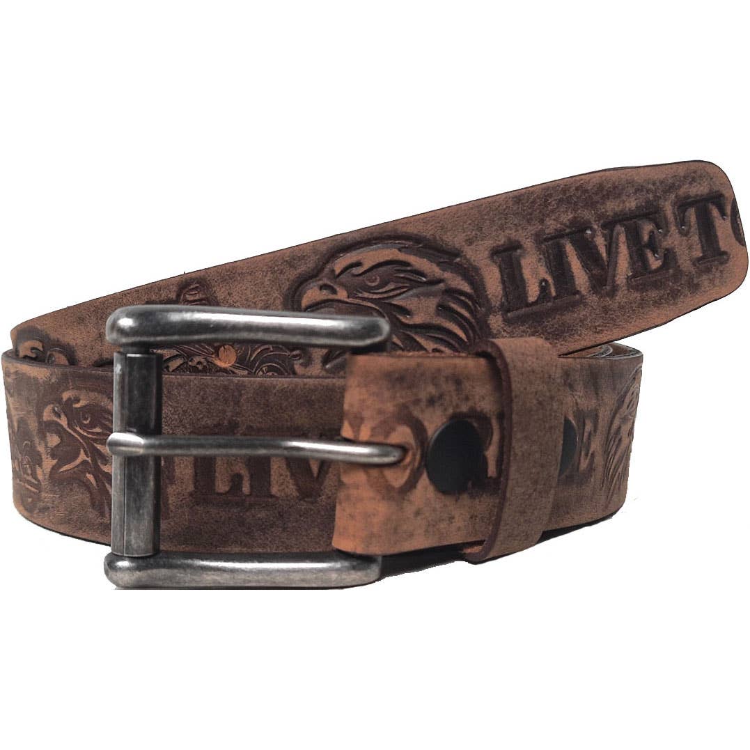 GENUINE LEATHER 40MM "LIVE TO RIDE" EMBOSSED BELT #1040