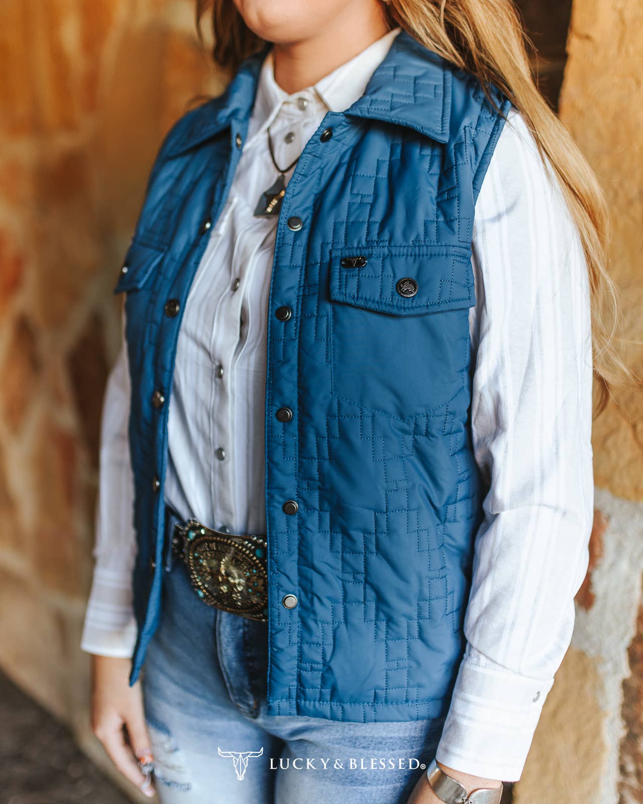 Solid Teal Quilted Vest