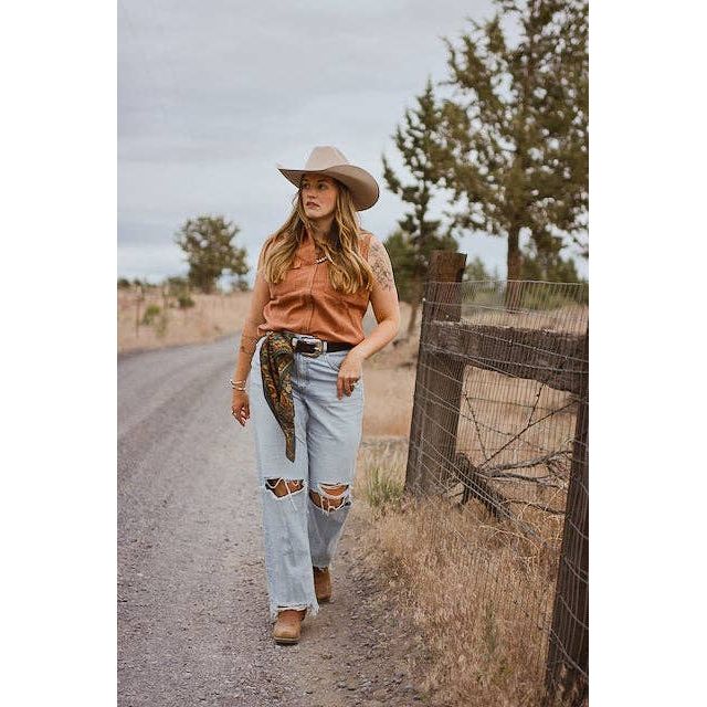 Western Harvest in Deep Juniper Silk Cowgirl Wild Rag Scarf