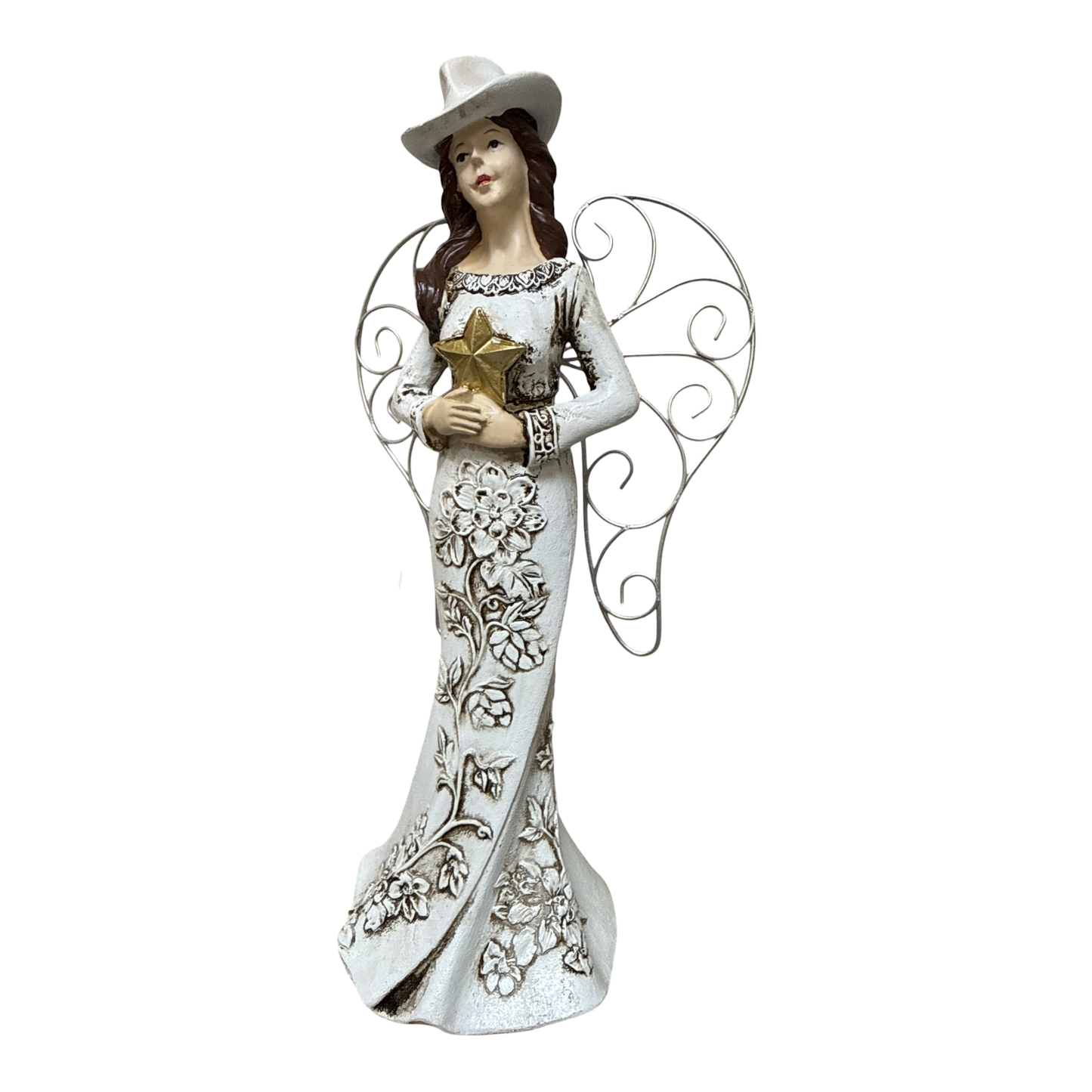 Western Angel Figurine with Gold Star – 9.75" H