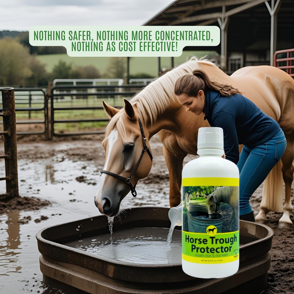 Natural Horse Water Trough Cleaner | Prevents Algae & Slime Buildup | Horse Trough Protector | 33.9 oz