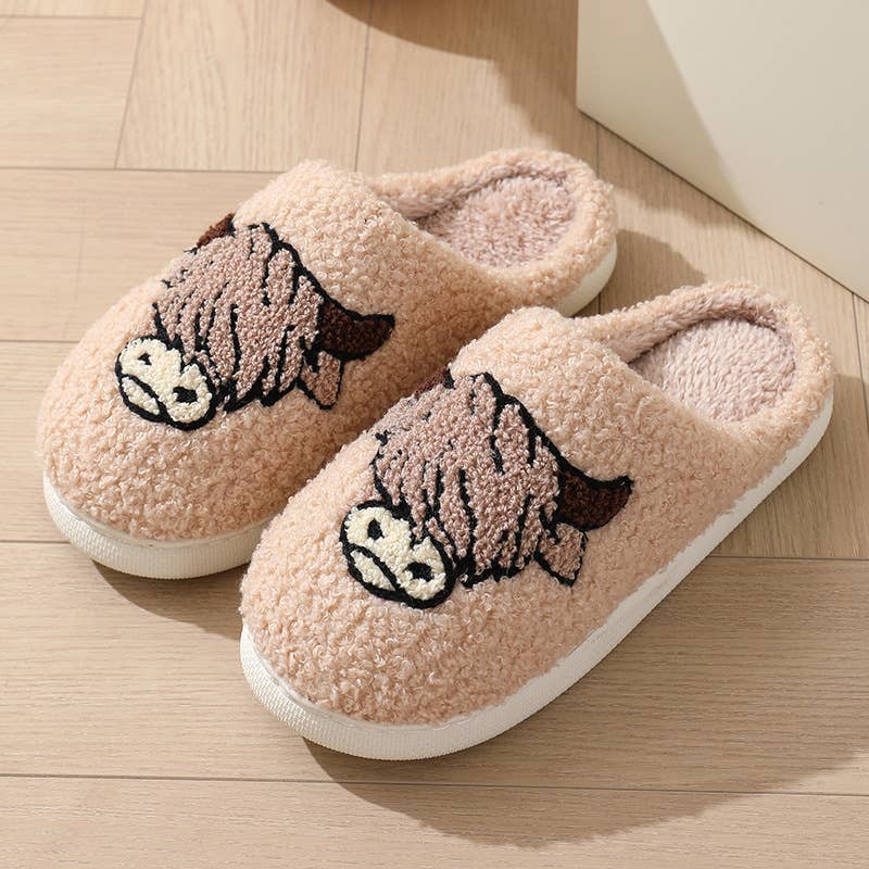 Western Bull Knit Plush Home Slippers