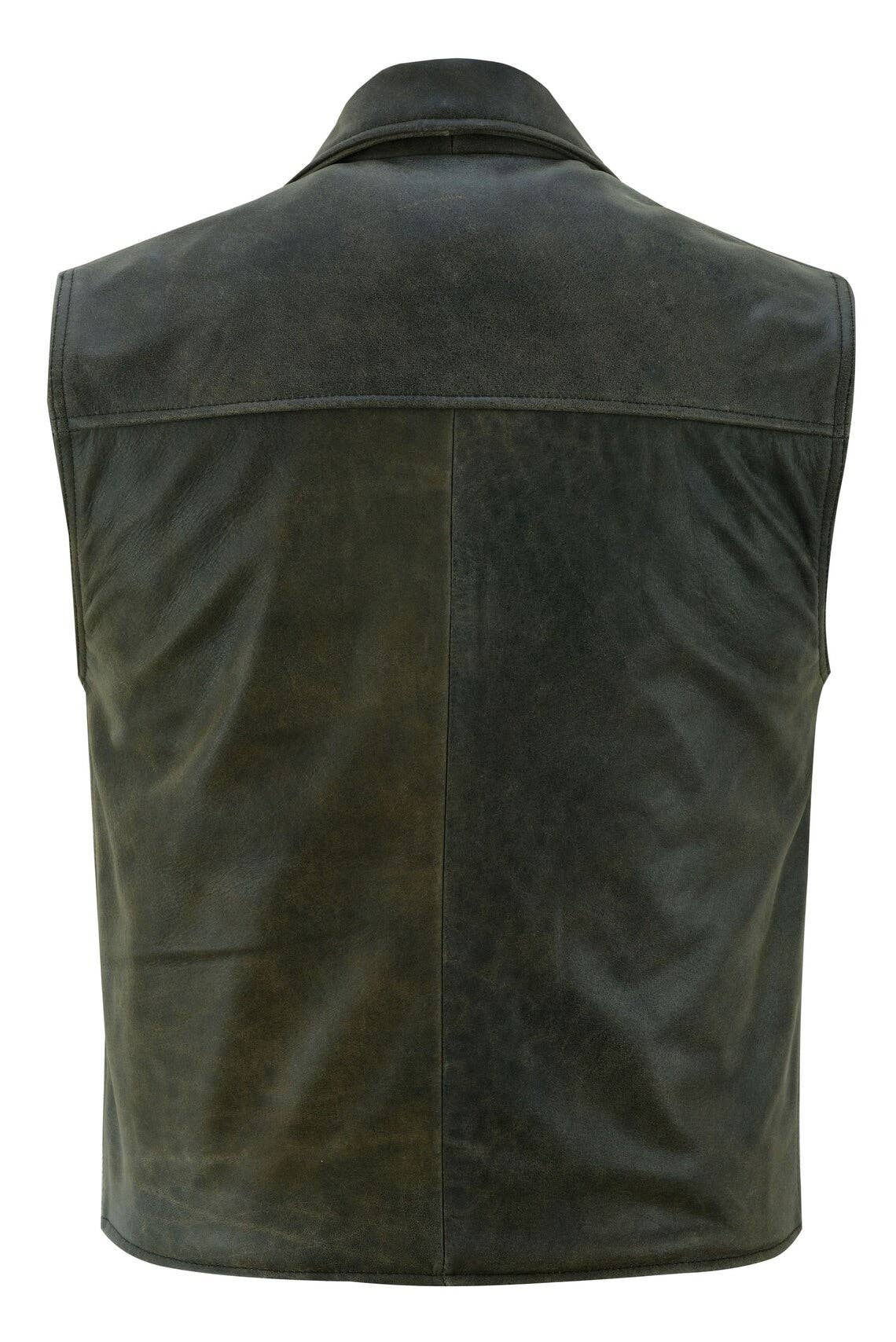 Distress Brown Men Leather  Vest