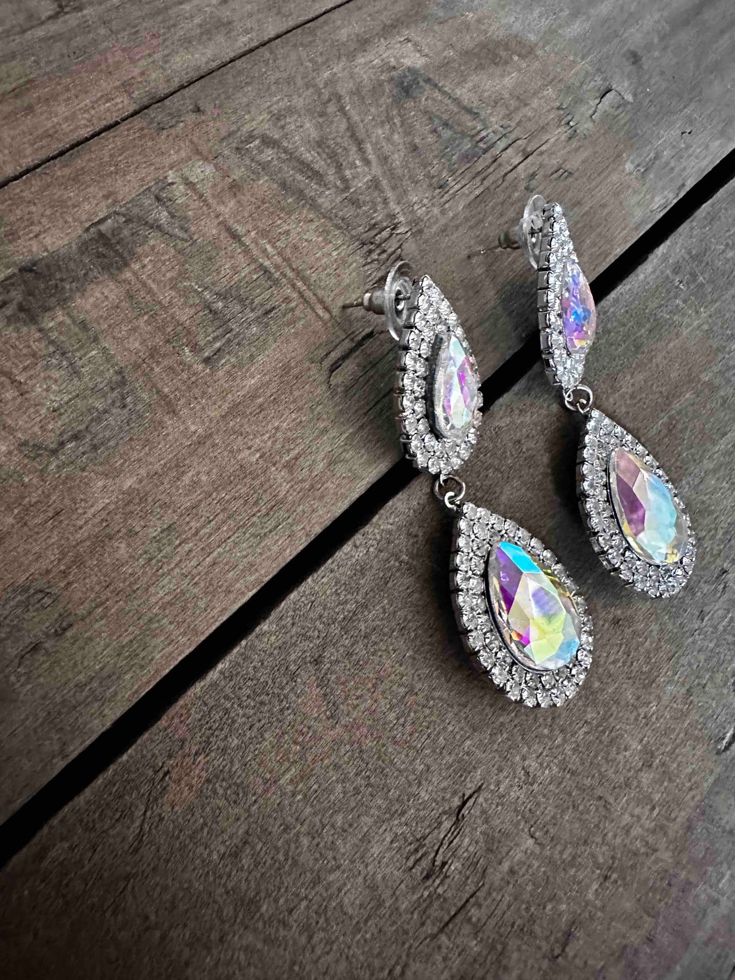 Teardrop Iridescent Dangle Earrings