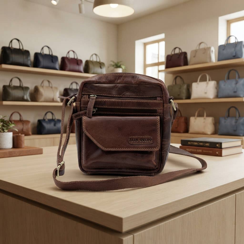 Genuine Leather Crossbody Purse Style – Brown 358