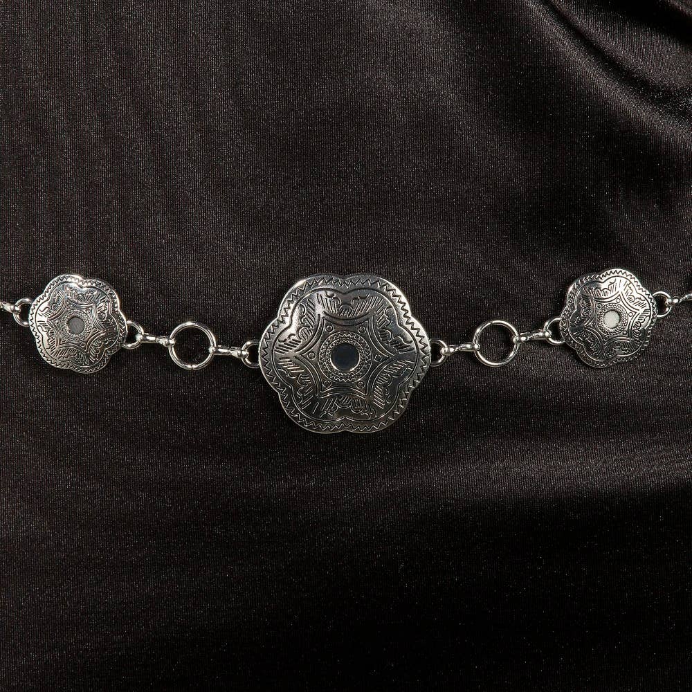 Intricate Engraved Western Concho Chain Belt