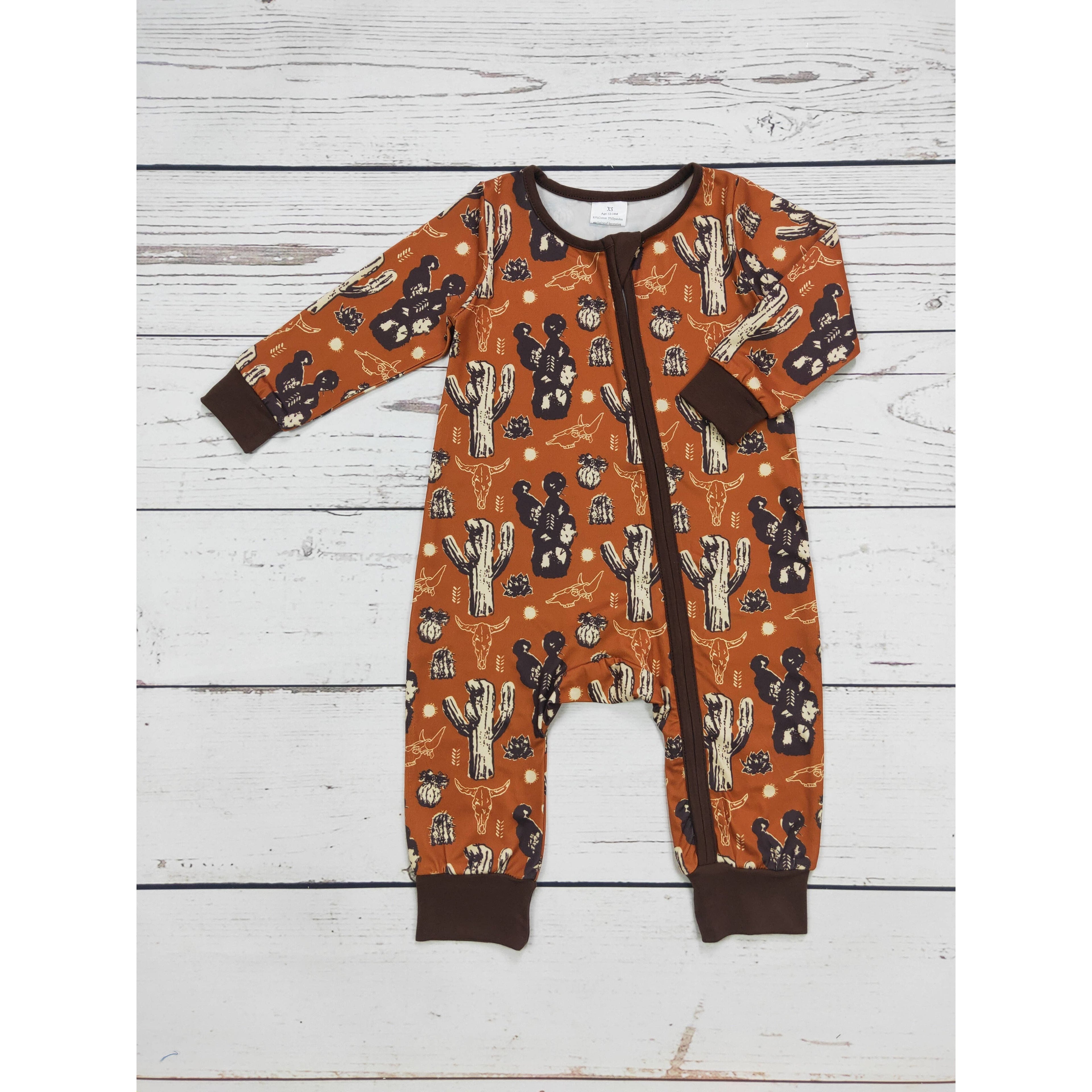 Baby Cactus Print Zip Romper