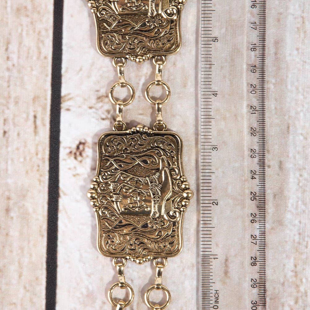 Western Engraved Boots Concho Chain Belt