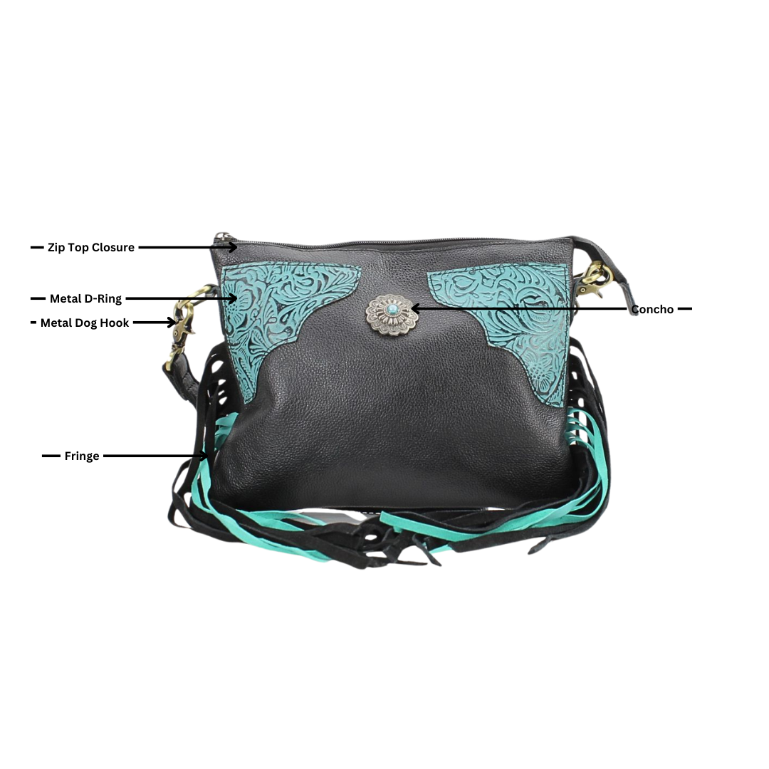 Fringe Concho Crossbody w/ Turquoise Accents # AB 2403