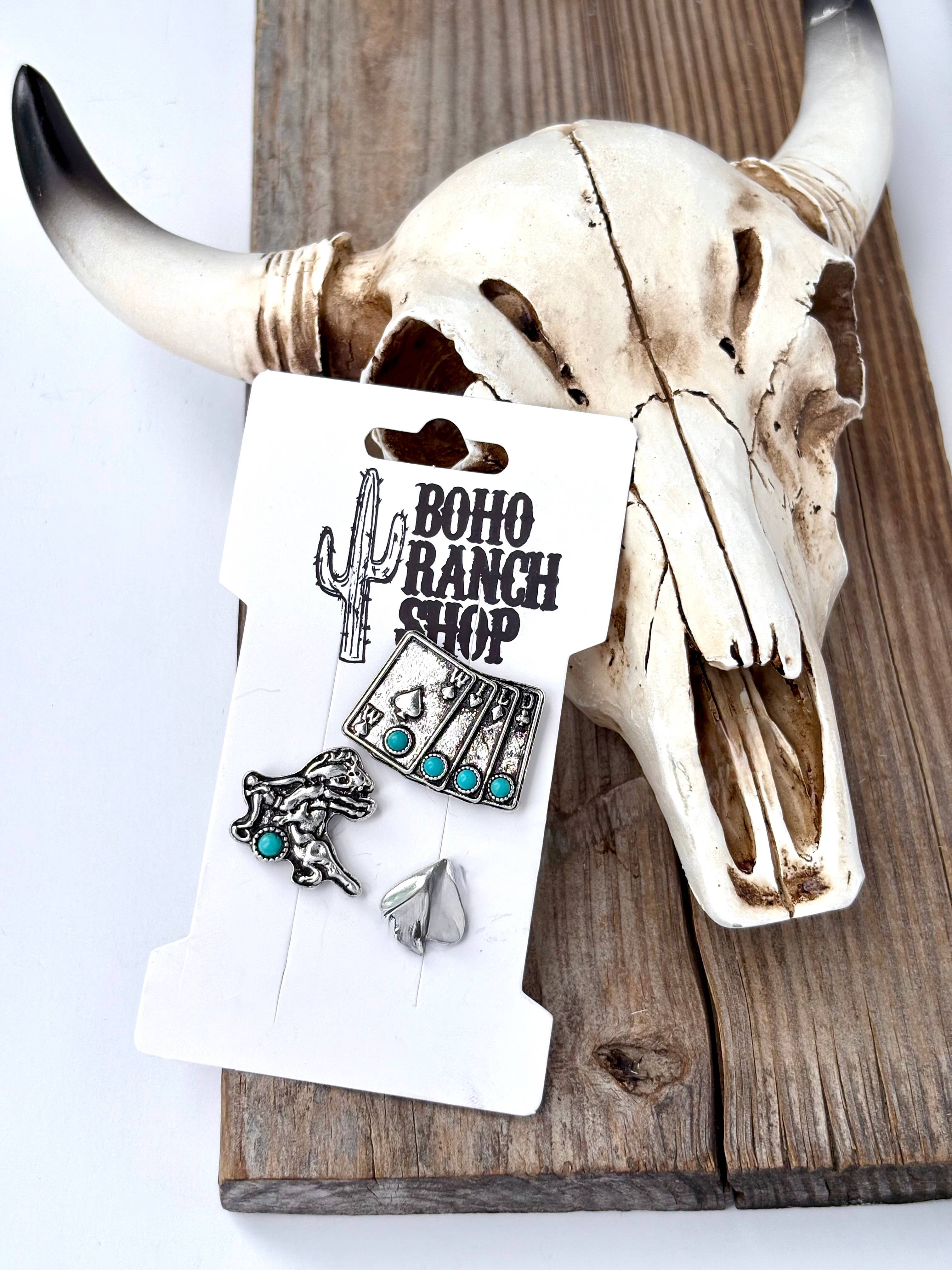 3pcs Magnetic Western Hat Pin Set - vegas gamble theme