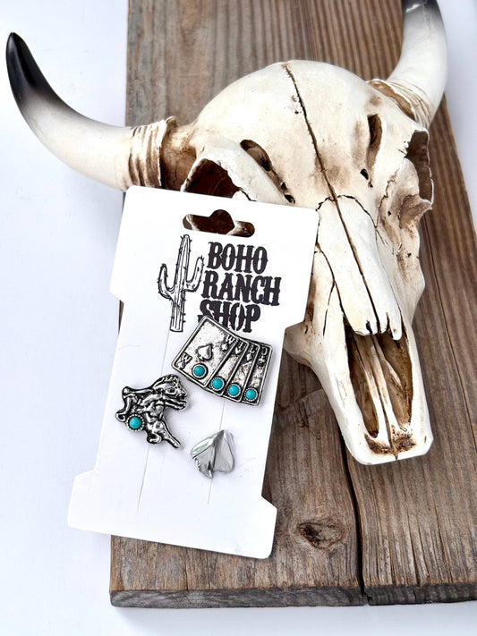 3pcs Magnetic Western Hat Pin Set - vegas gamble theme