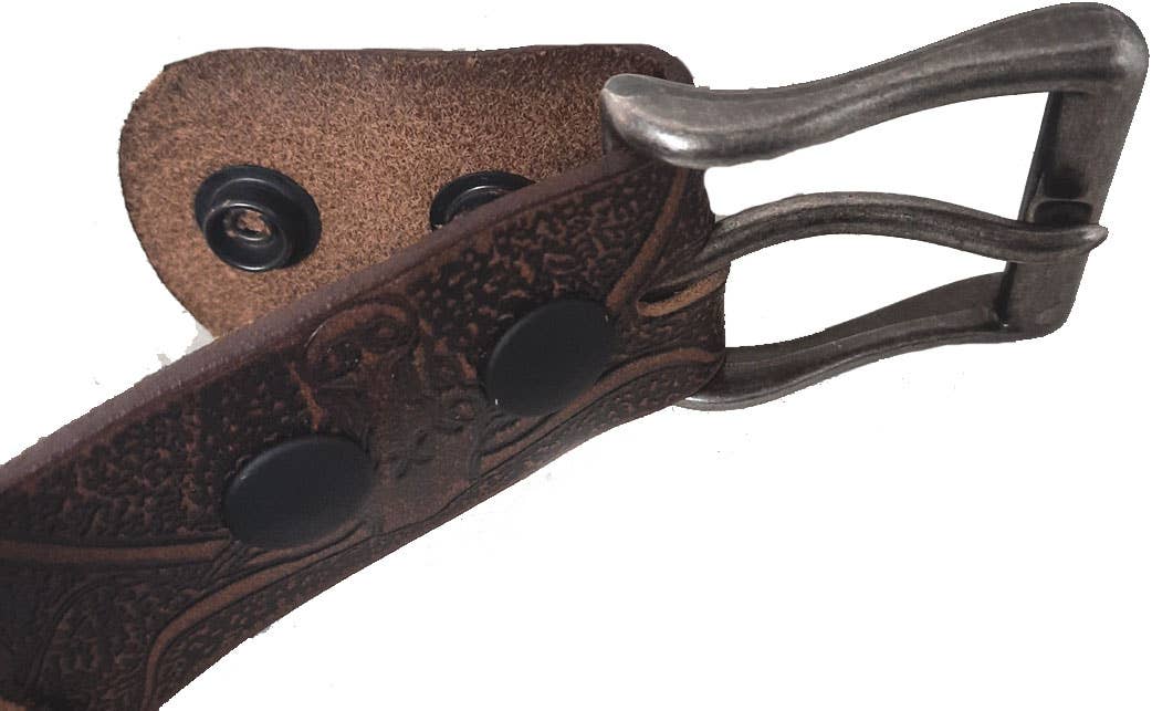 GENUINE LEATHER 40MM BULL HORN EMBOSSED BELT #1040