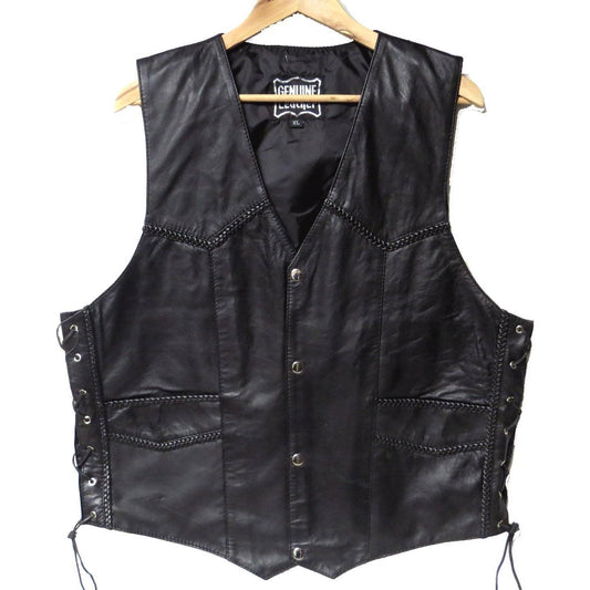 IGI CANADA - Genuine Lambskin Leather Biker's Vest with Braids #9694