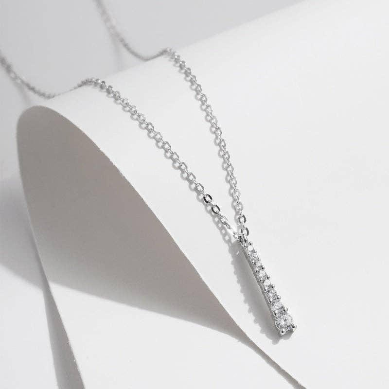 Moissanite Graduated Bar Necklace in 925 Sterling Silver