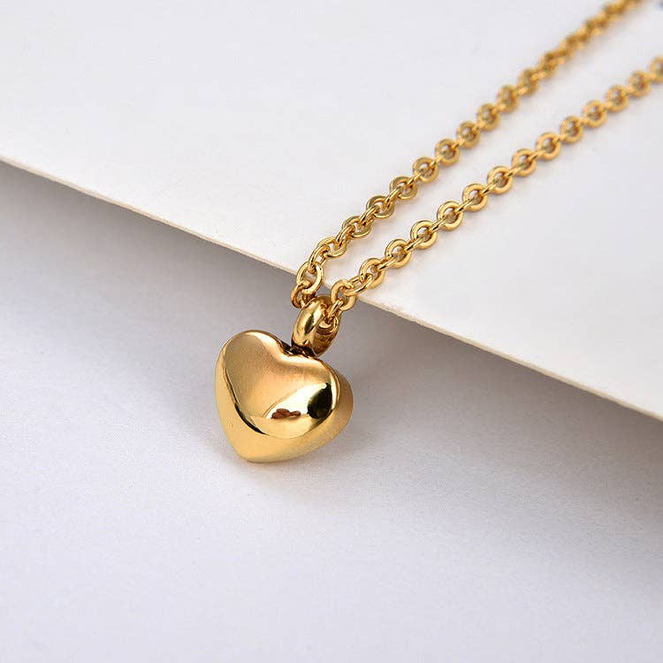 Human Ashes Heart Urn Pendant Necklace in Stainless Steel