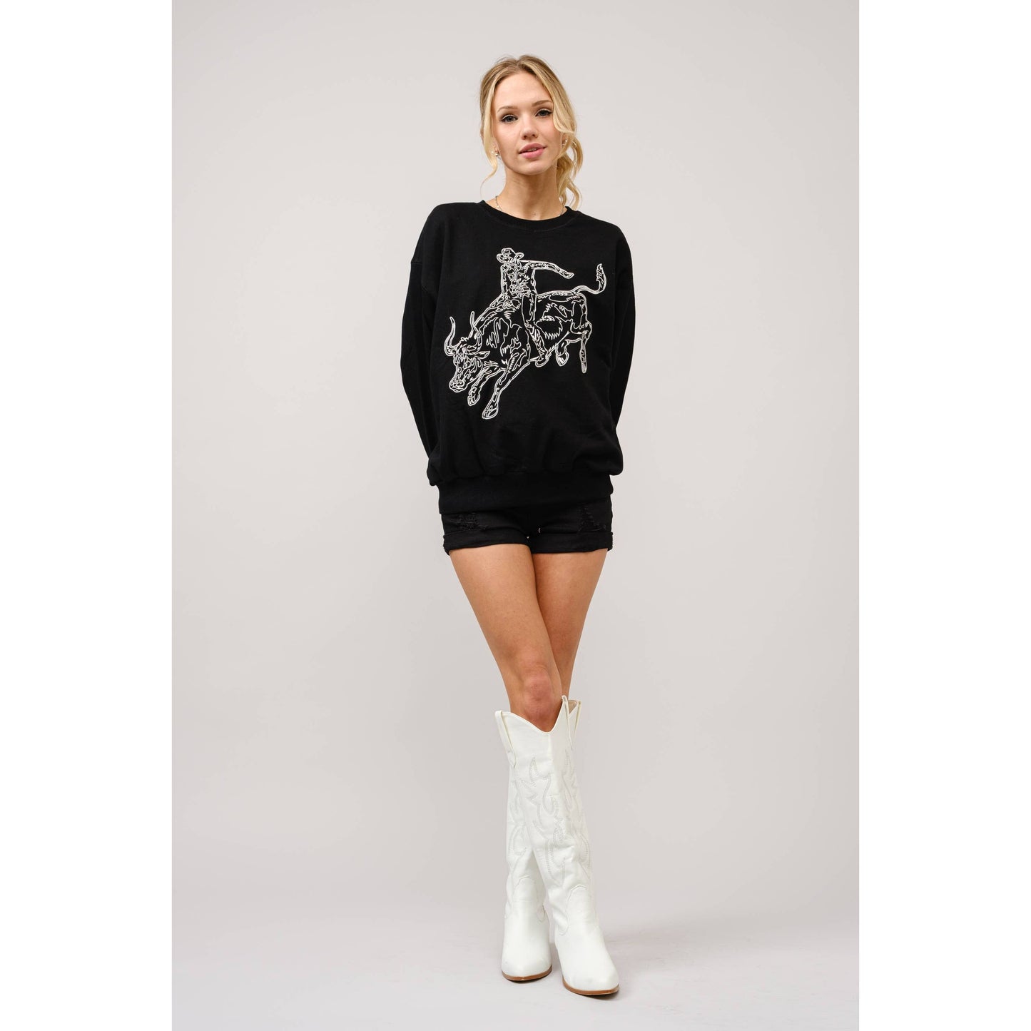 Embroidered Western Pullover Sweatshirt - 36327T