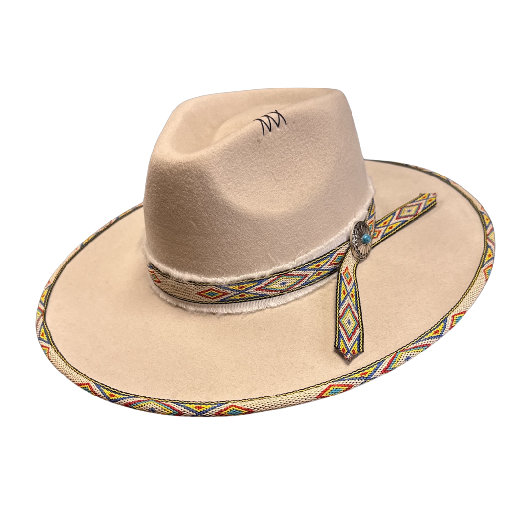 New 100% Wool Flat Brim Felt Fedora - Style Lakota