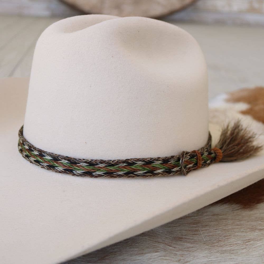 Willow Lane Hat Co. - Horsehair Green Braided Tassel Hat Band