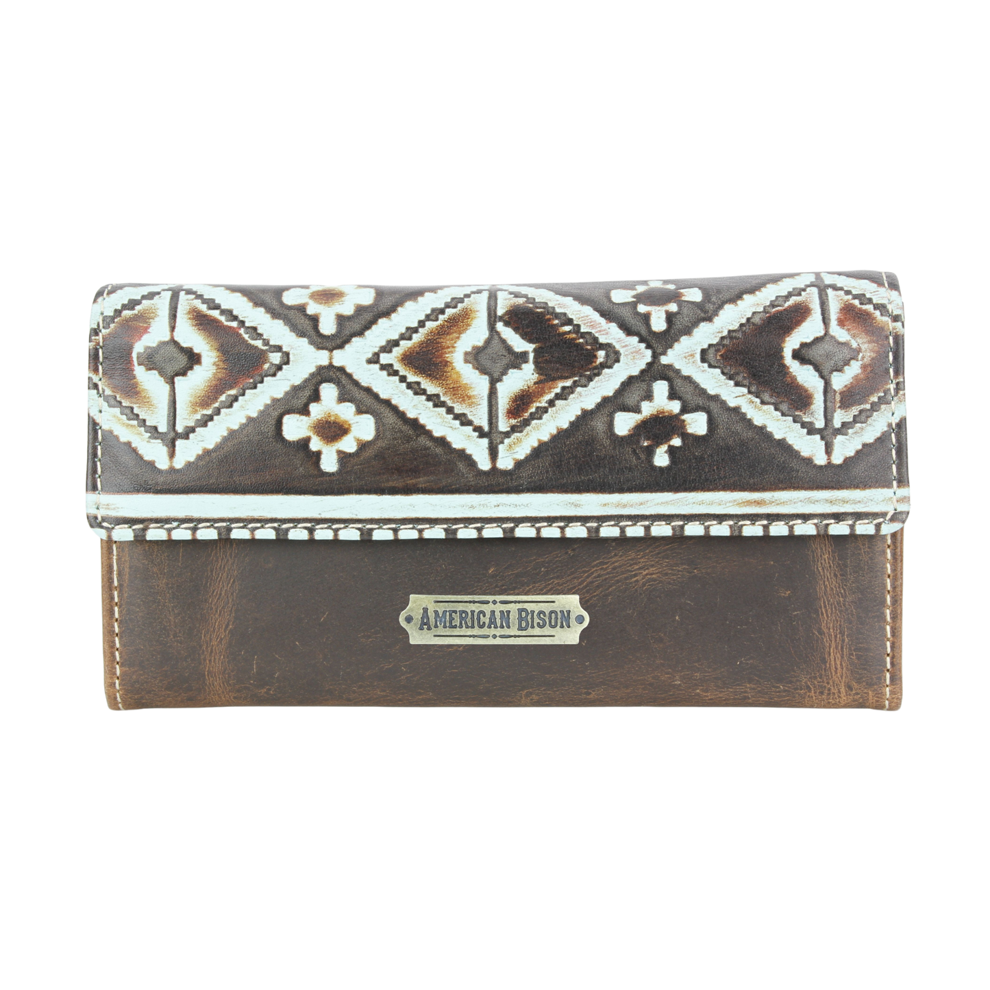 Women’s Brown Leather Aztec Clutch Wallet ABLW 18-2523