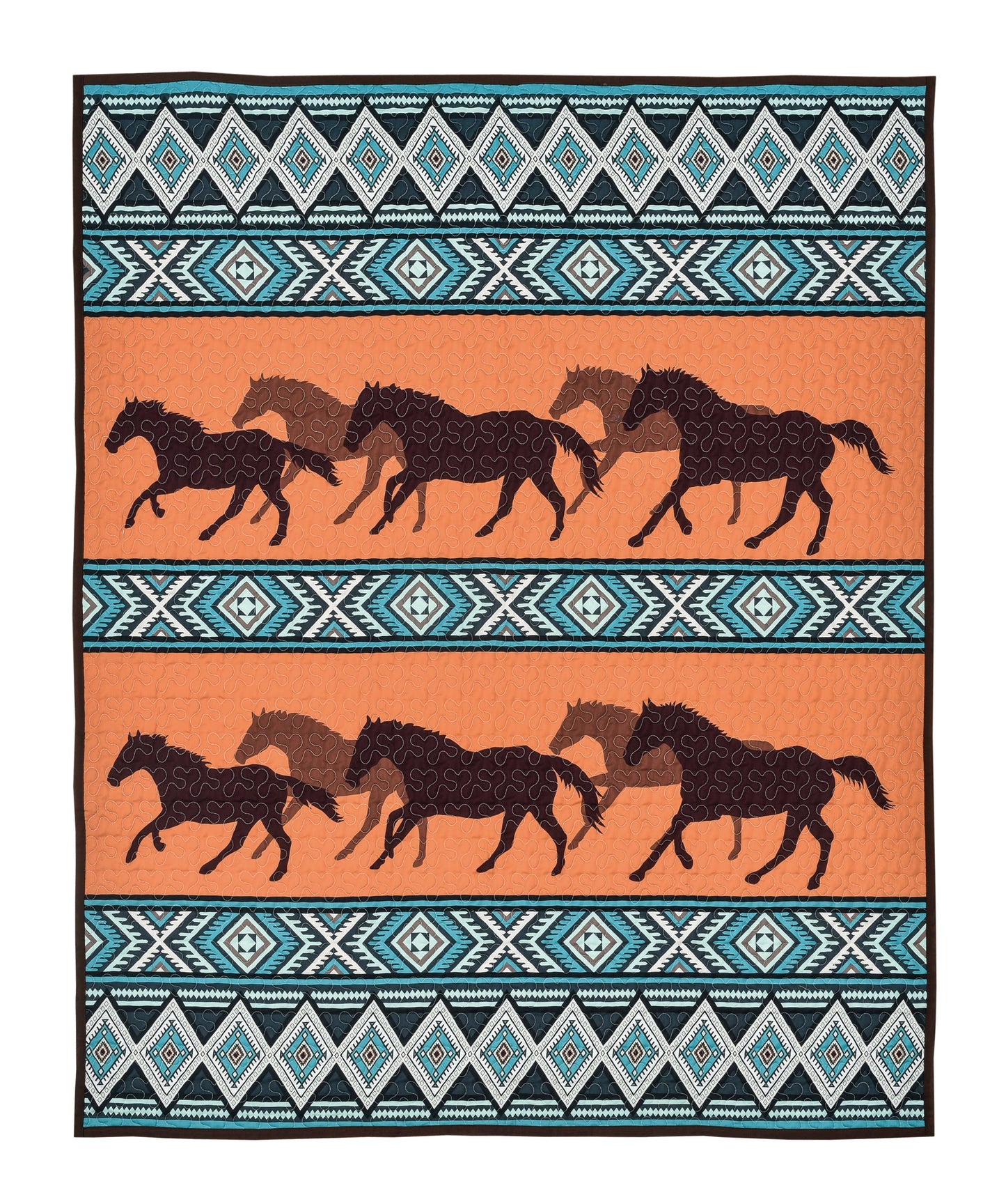 Dusk Gallops Boho Horse Decorative Throw Quilt Blanket