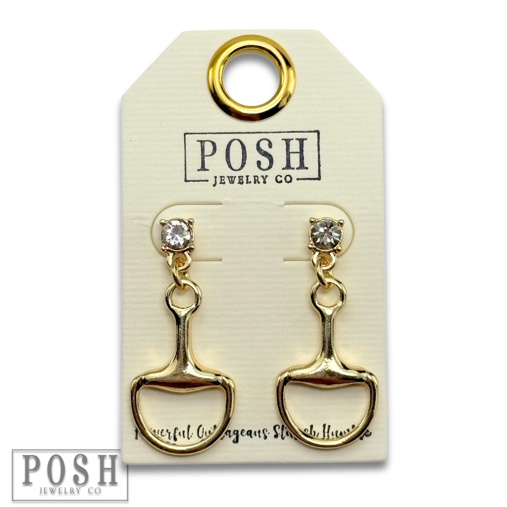Equestrian charm rhinestone earring