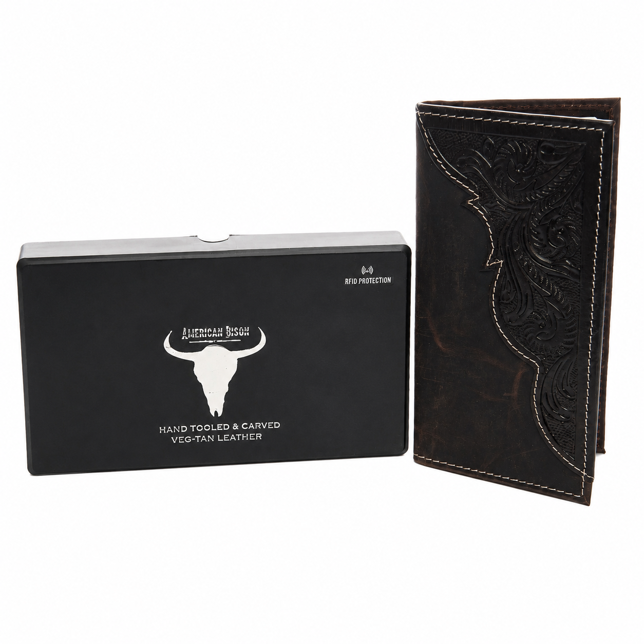 Oil Pull Up Tooled Leather Accent Rodeo Wallet ABW027