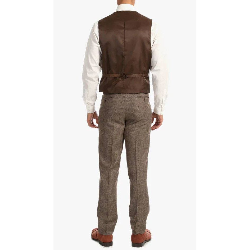York Brown 3 Piece Herringbone Suit