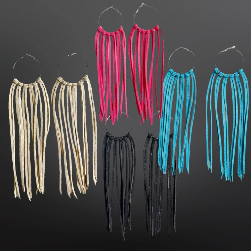 Western Suede Leather Hoop Earrings