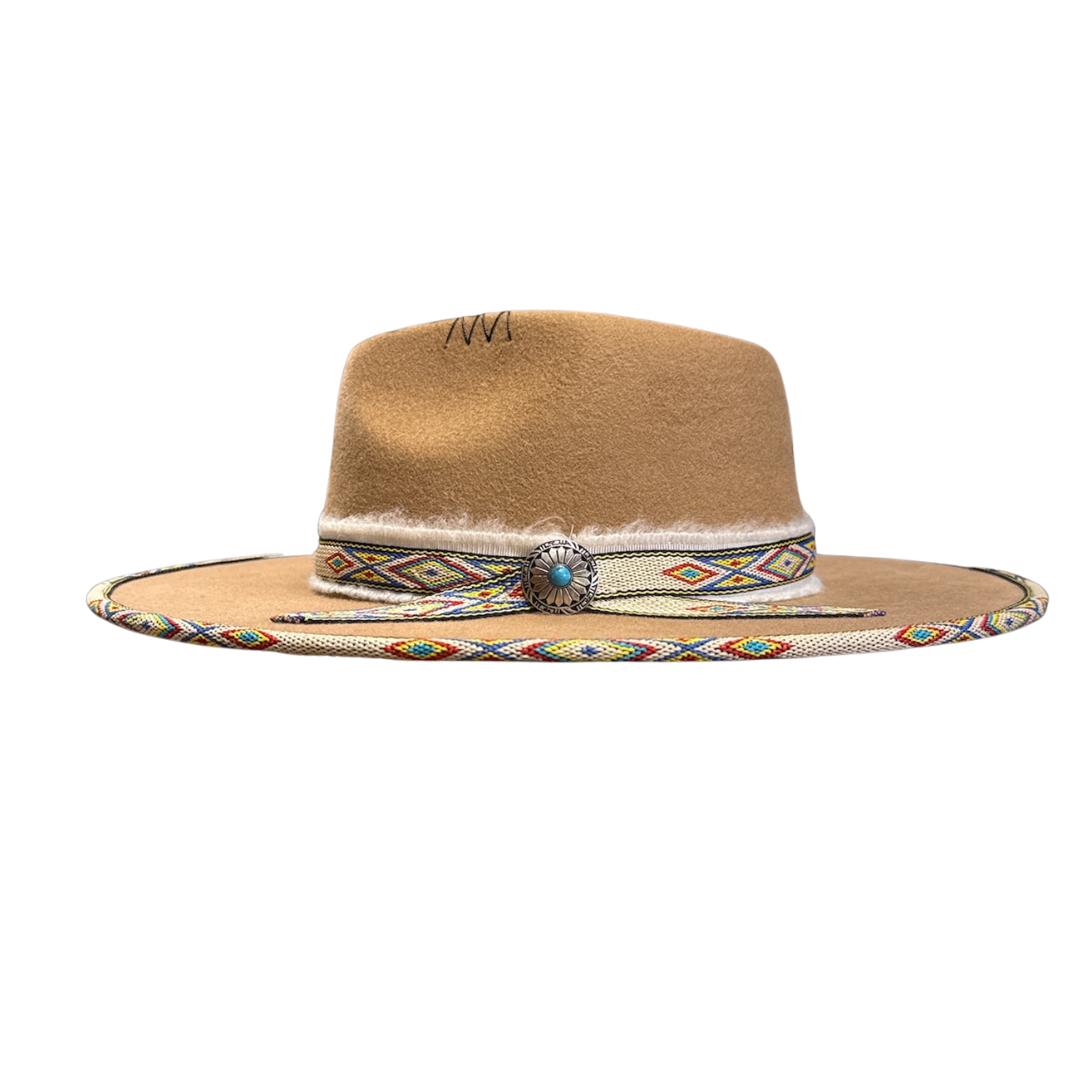 New 100% Wool Flat Brim Felt Fedora - Style Lakota