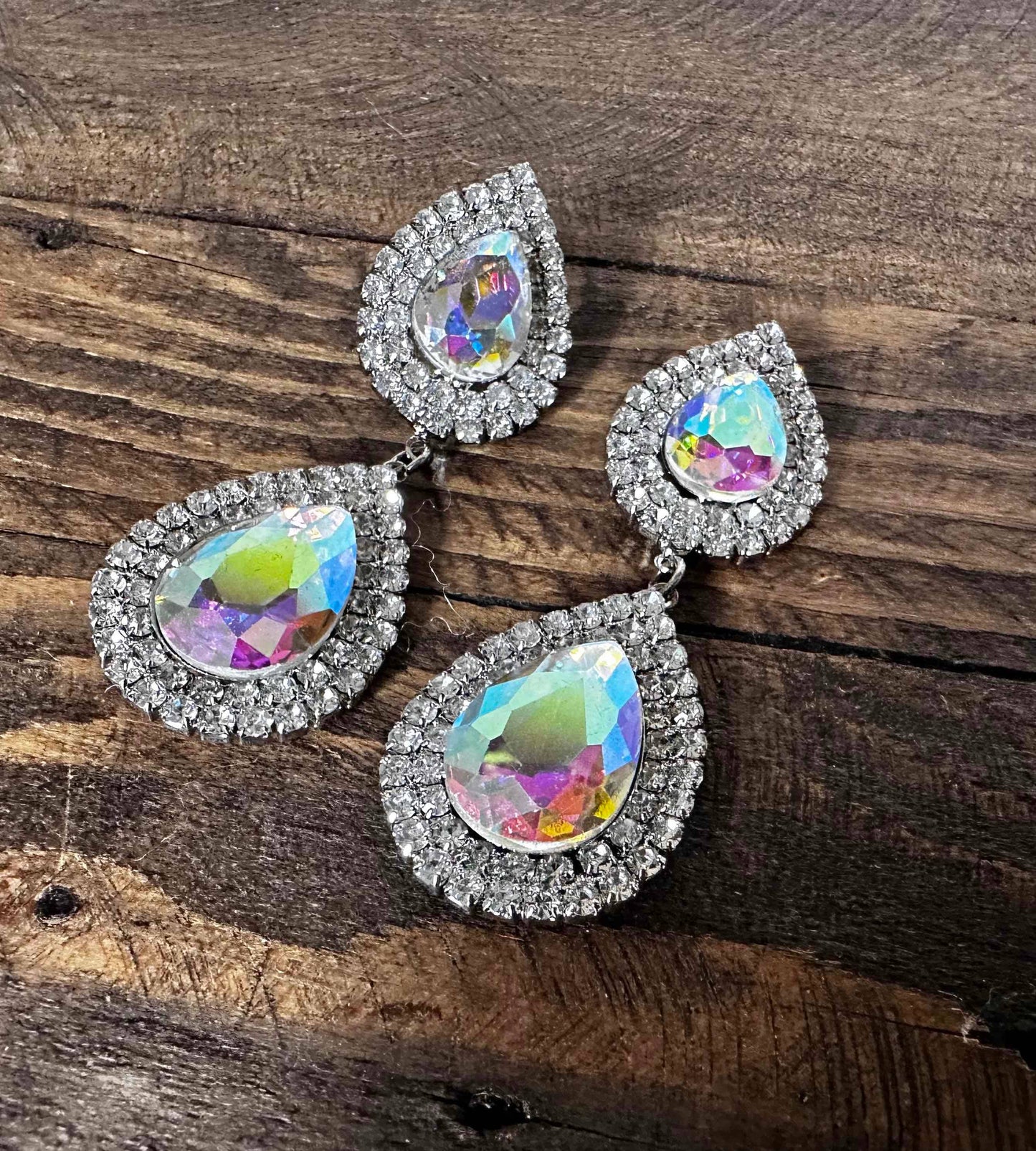 Teardrop Iridescent Dangle Earrings