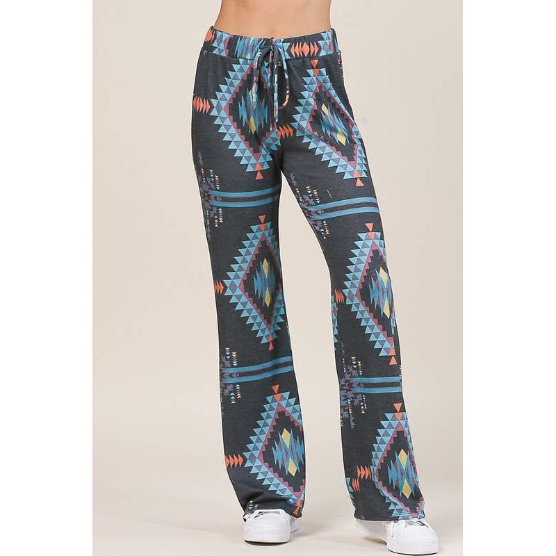 AV1044-CYNTHIA AZTEC PRINT RELAXED LONG PANTS