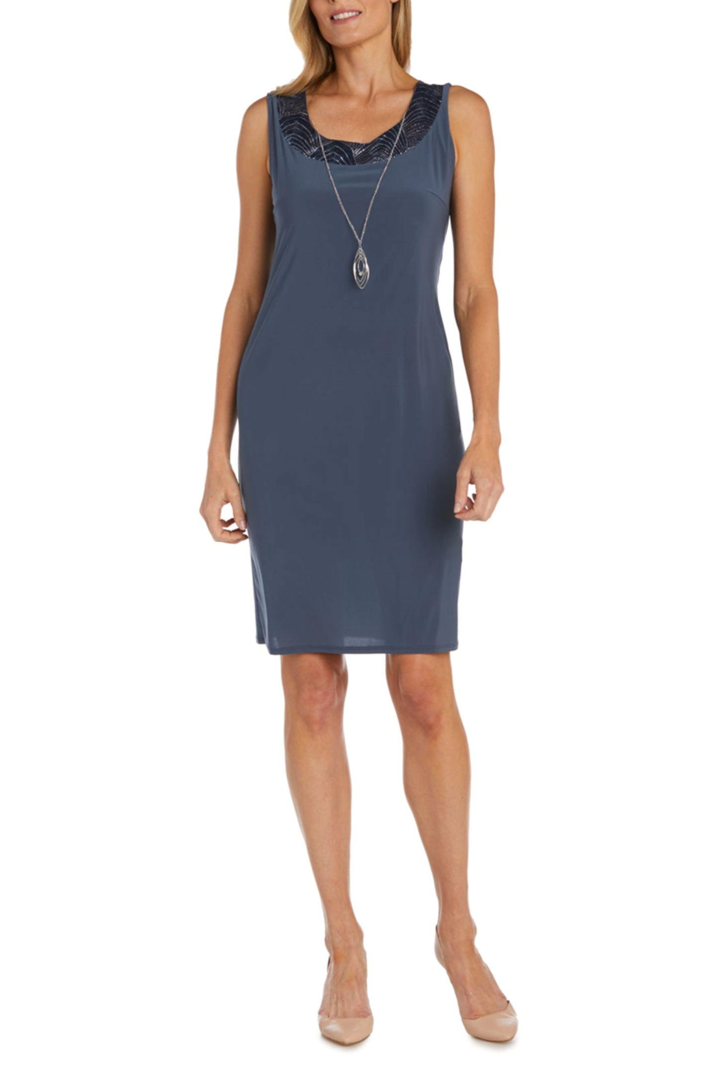RM Richards 2-Piece Contrast Metallic Jacket Dress