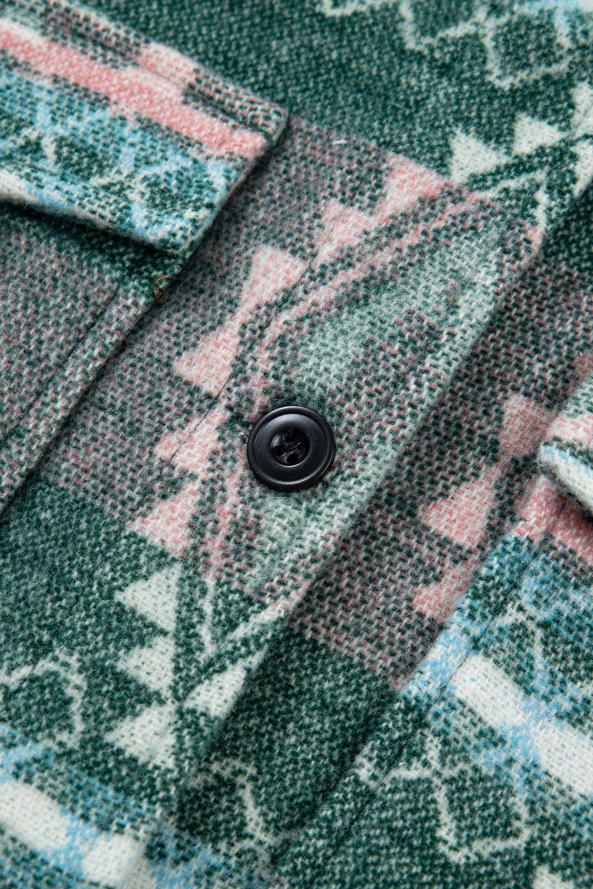 Geometric Print Button Front Long Sleeve Shacket