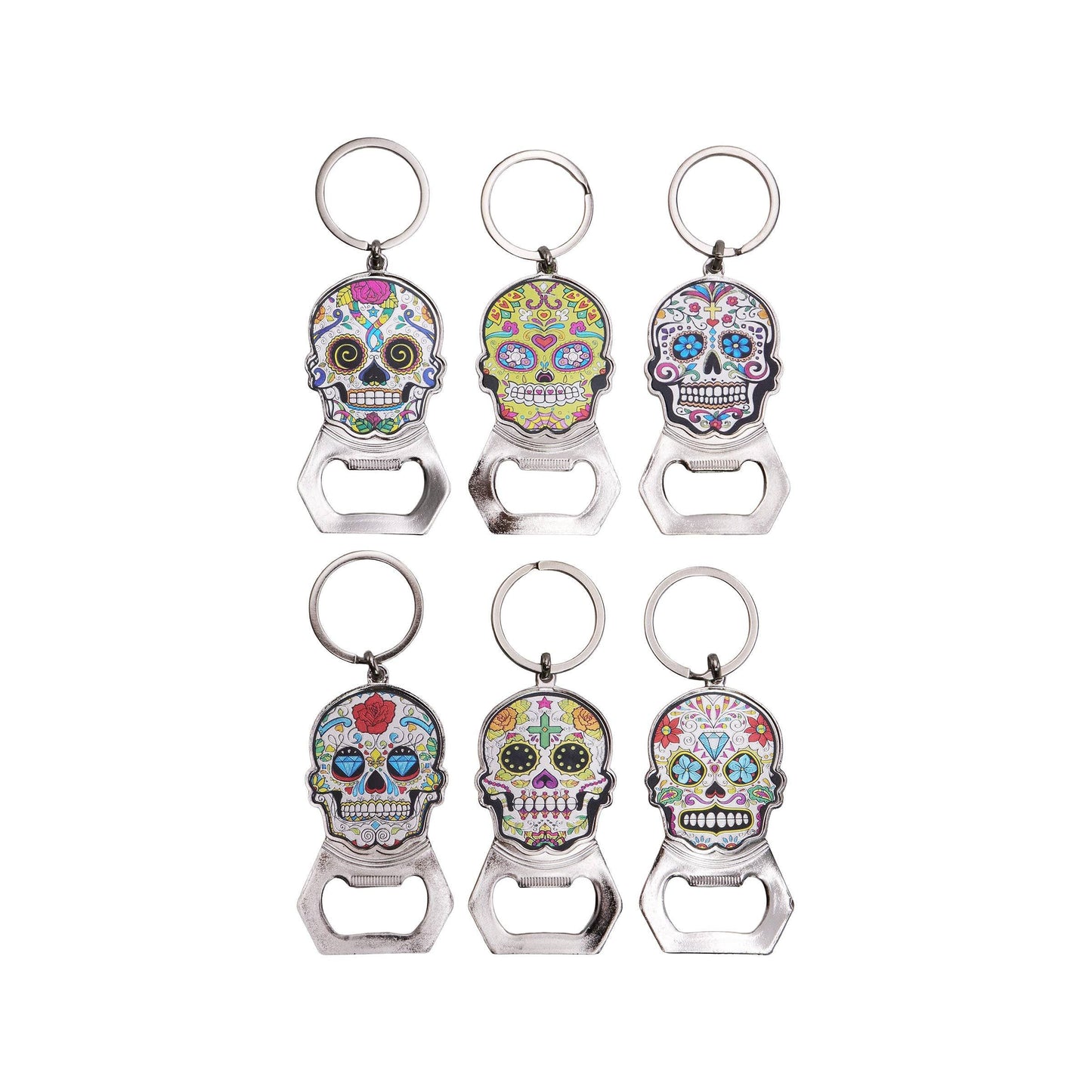 Sugar Skull Enamel Bottle Opener Key Chain