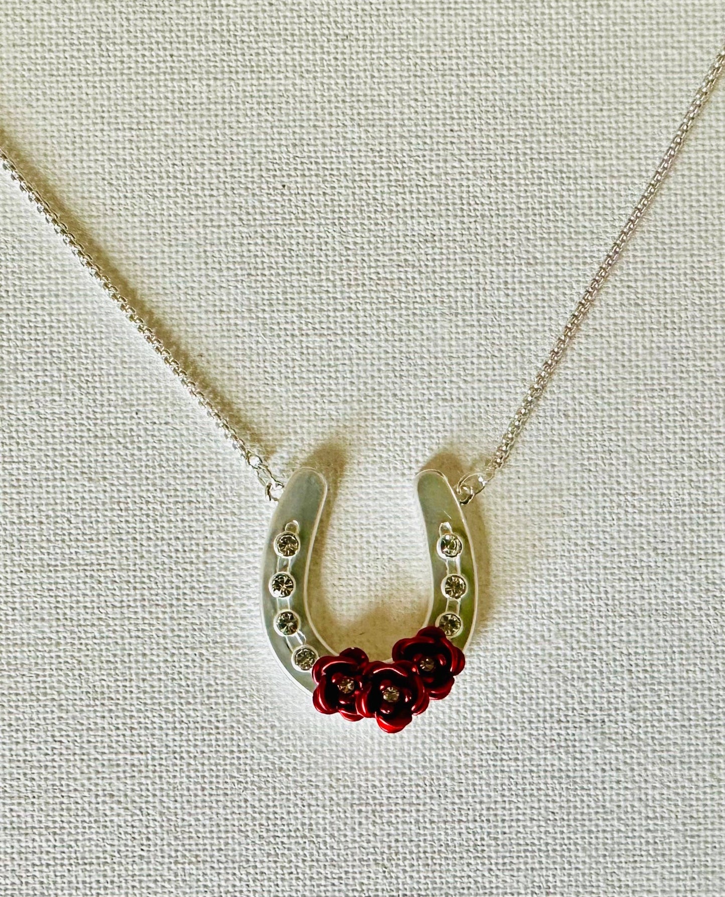 Horseshoe with Roses/Horse Lovers Necklace