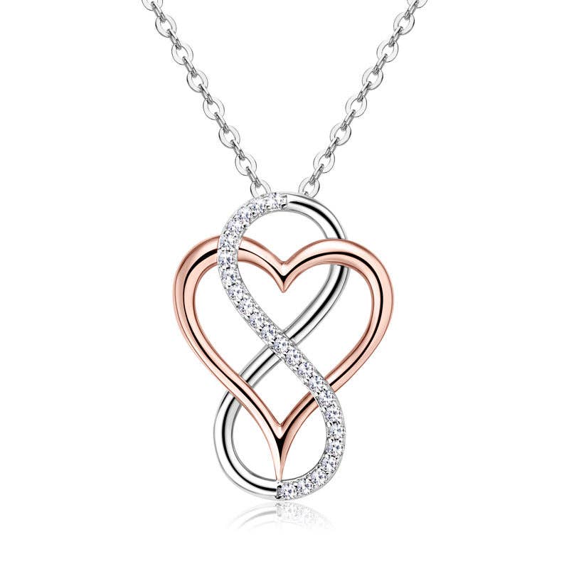 Moissanite Infinity Heart Necklace in 925 Sterling Silver