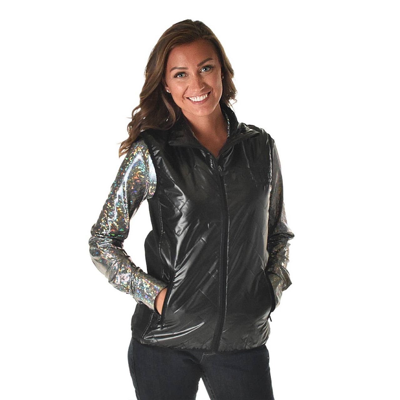 Cowgirl Tuff Co. / B. Tuff Jeans - Vest (Black Mid-weight With Silver Embroidery Logos)