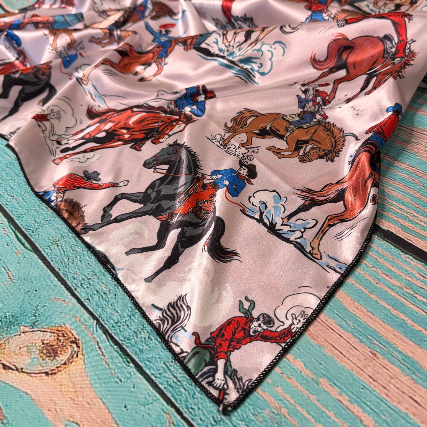 AVS-7052 WESTERN VINTAGE PRINT SILK WILD RAG 28X28