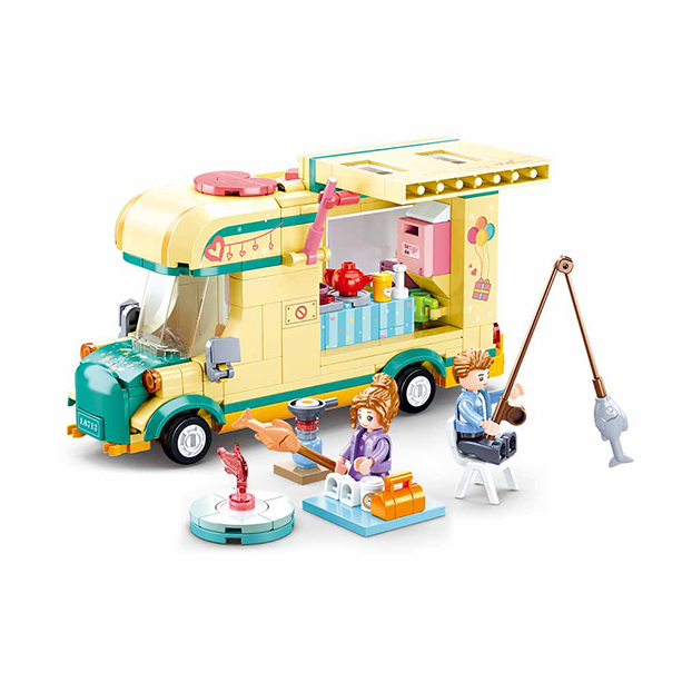 Texas Toy Distribution - Winter Camping Trailer Building Brick Kit (314 pcs)
