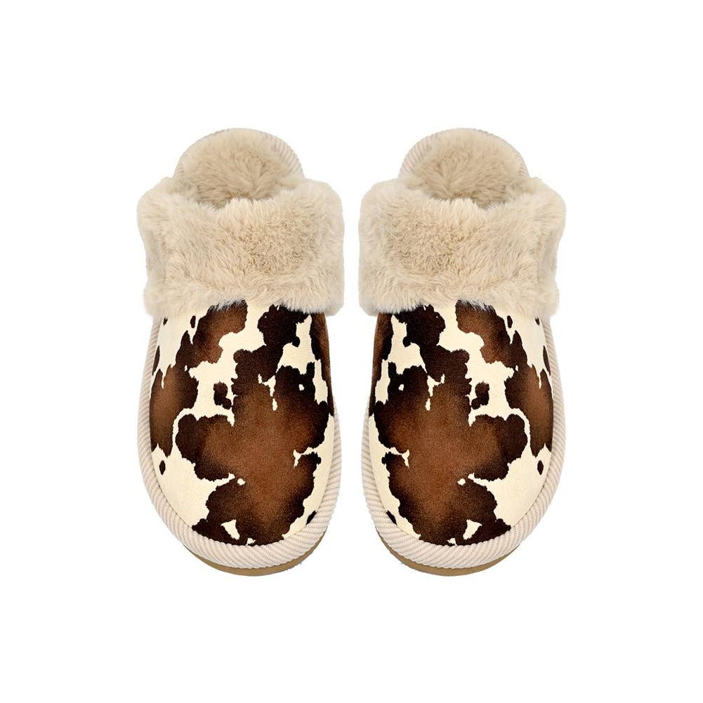 C.C Cow Faux Fur Cuff Winter Slippers