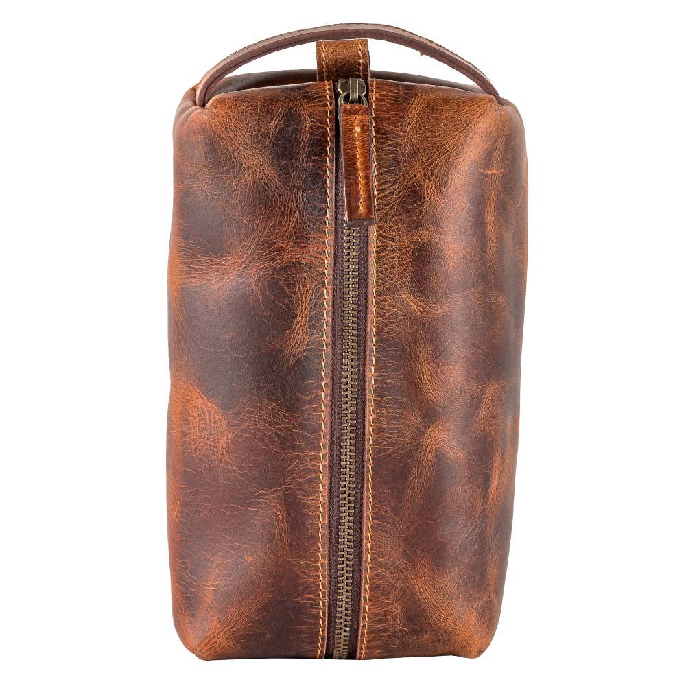 Sixtease Bags - Genuine Leather  Unisex Dopp Kit - Rustic Tan